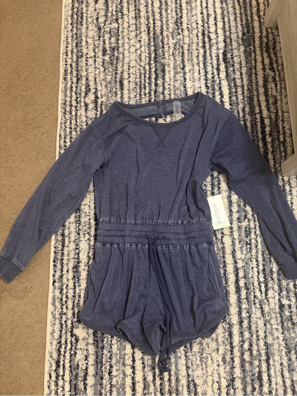 Altar'd State Navy Blue Long-Sleeve Romper